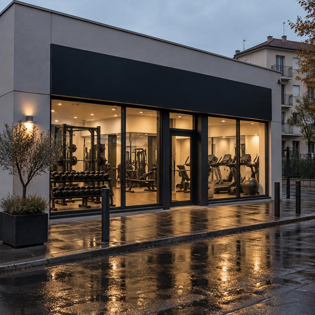 Entrée du Fitness Club en soirée